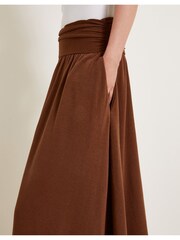 Monsoon Brown Jourdana Jersey Midi Skirt - Image 3 of 5