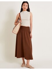 Monsoon Brown Jourdana Jersey Midi Skirt - Image 4 of 5