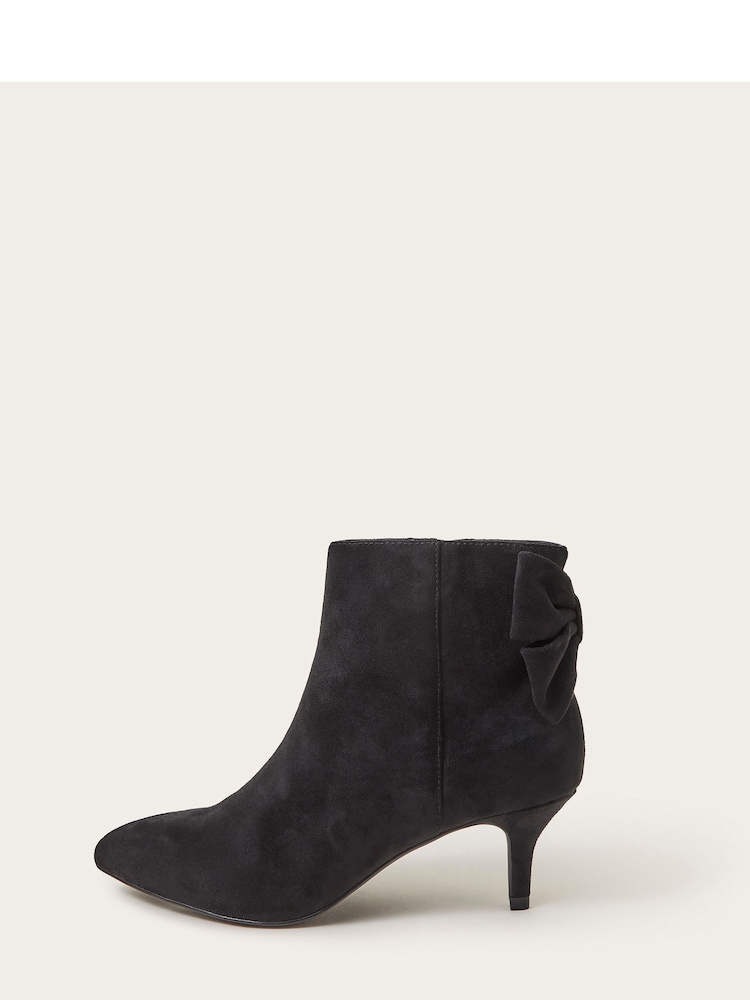 Monsoon Black Evie Kitten Heel Bow Boots - Image 3 of 3
