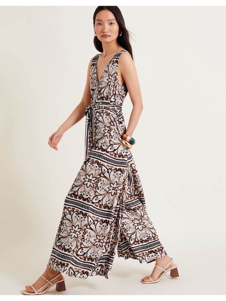 Monsoon Brown Emilia Wide Leg Jumpsuit - Image 1 of 5 Monsoon Brown Emilia Wide Leg Jumpsuit - Image 1 of 5