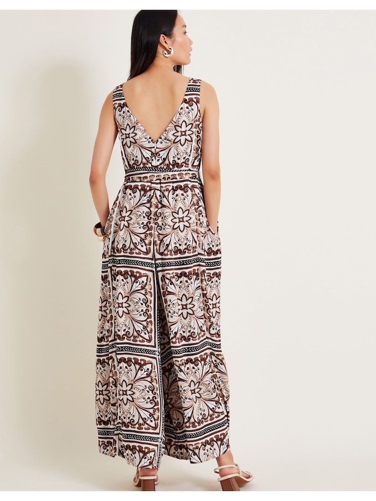 Monsoon Brown Emilia Wide Leg Jumpsuit - Image 2 of 5 Monsoon Brown Emilia Wide Leg Jumpsuit - Image 2 of 5