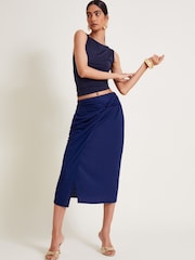 Monsoon Blue Winnie Wrap Midi Skirt - Image 4 of 4