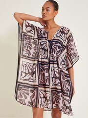 Monsoon Brown Tile Print Kaftan - Image 1 of 6