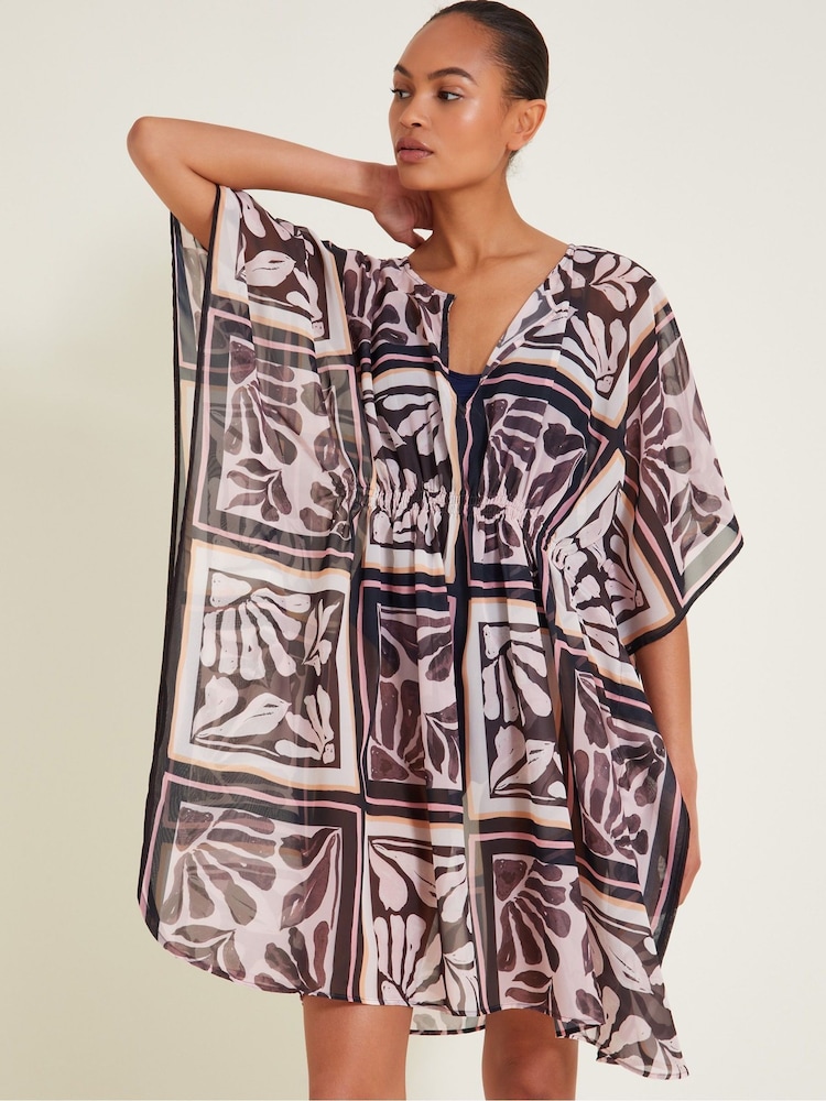 Monsoon Brown Tile Print Kaftan - Image 1 of 6