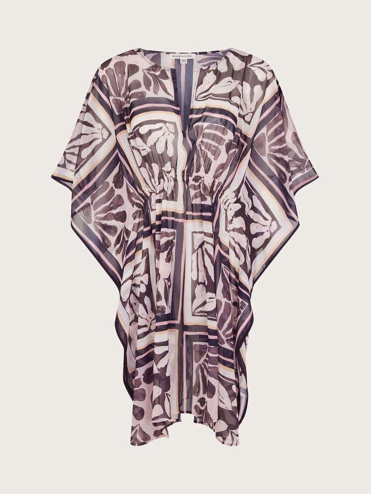 Monsoon Brown Tile Print Kaftan - Image 6 of 6
