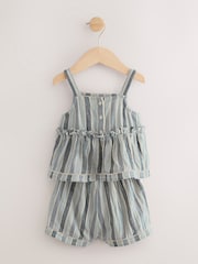Blue 100% Cotton Top and Shorts Set (3mths-7yrs) - Image 2 of 4