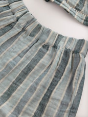 Blue 100% Cotton Top and Shorts Set (3mths-7yrs) - Image 4 of 4