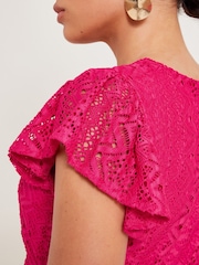 Monsoon Pink Lo Lace Jersey Dress - Image 4 of 7