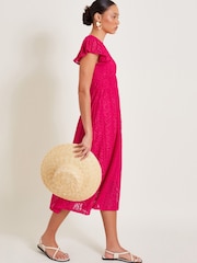 Monsoon Pink Lo Lace Jersey Dress - Image 5 of 7