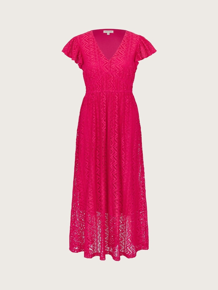 Monsoon Pink Lo Lace Jersey Dress - Image 7 of 7