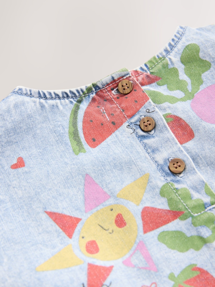 Denim 100% Cotton Top and Shorts Set (3mths-7yrs) - Image 4 of 5