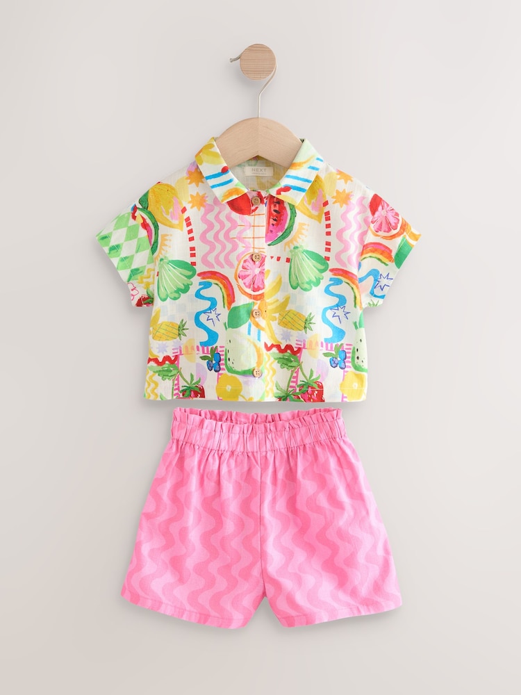 Multi 100% Cotton Shirt and Short Printed Set (3mths-7yrs) - Image 5 of 8