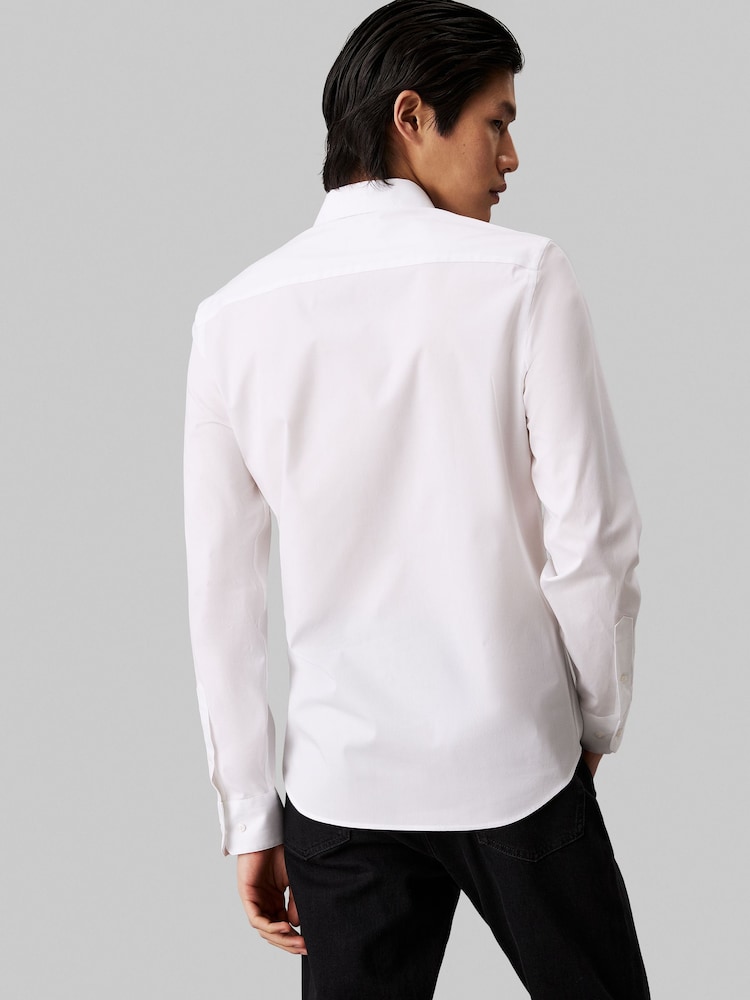 Calvin Klein White Slim Fit Poplin Stretch Shirt - Image 2 of 13