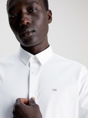 Calvin Klein White Slim Fit Poplin Stretch Shirt - Image 8 of 13
