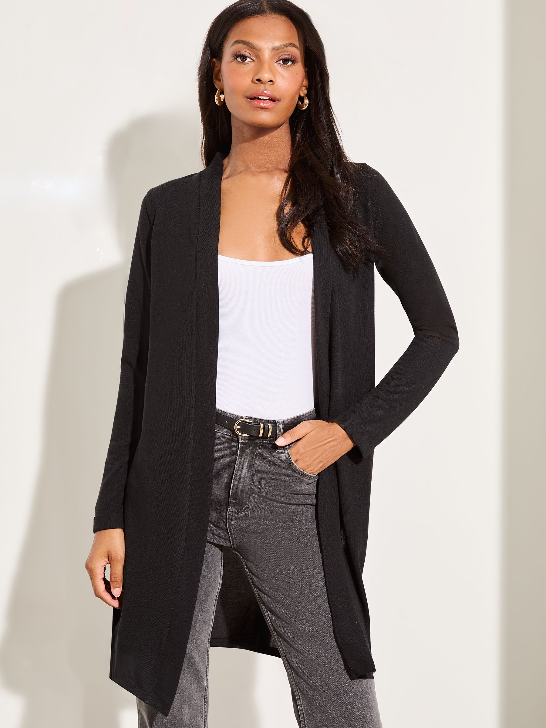 Black cardigan longline discount
