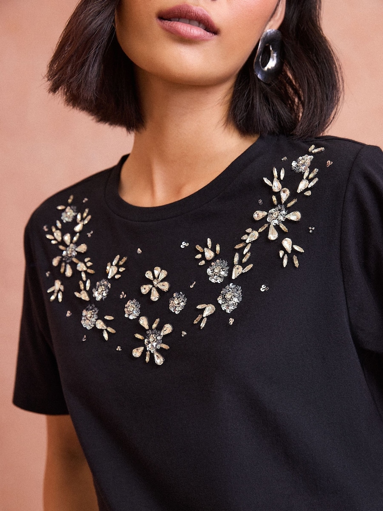 Love & Roses – Jersey-T-Shirt mit Verzierung - Bild 2 von 4