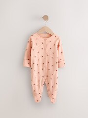 Pink/Cream 100% Cotton Ditsy Floral Sleepsuits 2 Pack - Image 2 of 4