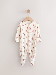Pink/Cream 100% Cotton Ditsy Floral Sleepsuits 2 Pack - Image 3 of 4
