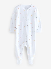 Multi/White Pure 100% Cotton Rainbow And Elephant Sleepsuits 2 Pack - Image 3 of 3
