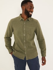 FatFace Khaki Green Long Sleeve Brushed Shirt - Image 1 of 5