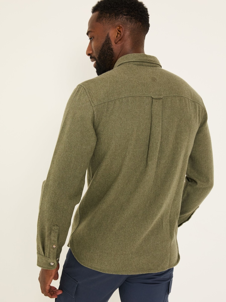 FatFace Khaki Green Long Sleeve Brushed Shirt - Image 2 of 5