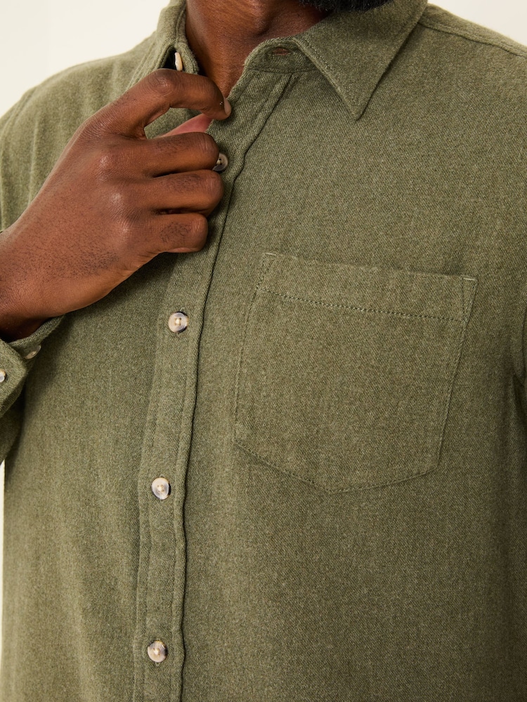FatFace Khaki Green Long Sleeve Brushed Shirt - Image 4 of 5