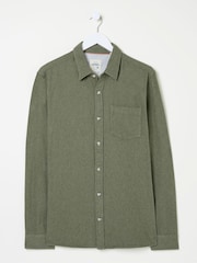 FatFace Khaki Green Long Sleeve Brushed Shirt - Image 5 of 5
