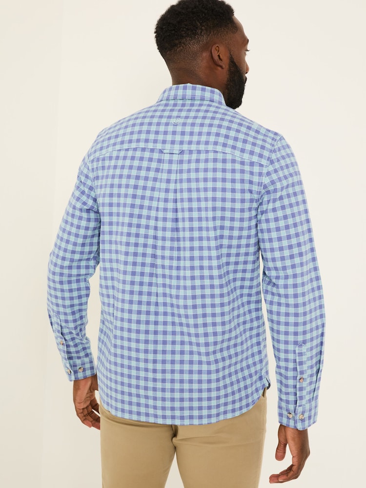FatFace Sandy Light Vintage Blue Long Sleeve Check Shirt - Image 2 of 5