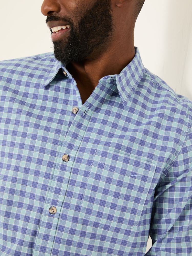 FatFace Sandy Light Vintage Blue Long Sleeve Check Shirt - Image 4 of 5