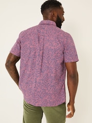 FatFace Pink Leaves Print Short Sleeve Shirt - Image 2 of 5