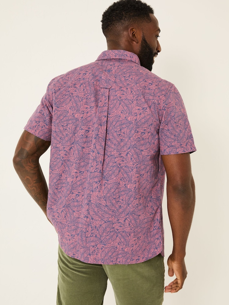 FatFace Pink Leaves Print Short Sleeve Shirt - Image 2 of 5