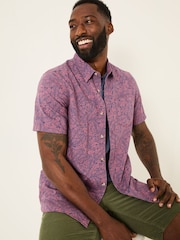 FatFace Pink Leaves Print Short Sleeve Shirt - Image 3 of 5