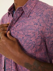 FatFace Pink Leaves Print Short Sleeve Shirt - Image 4 of 5
