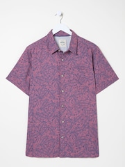FatFace Pink Leaves Print Short Sleeve Shirt - Image 5 of 5