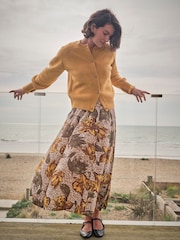 FatFace Amelie Natural Wilding Leaves Midi Skirt - Image 1 of 8
