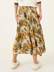 FatFace Amelie Natural Wilding Leaves Midi Skirt - Image 3 of 8
