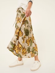FatFace Amelie Natural Wilding Leaves Midi Skirt - Image 6 of 8