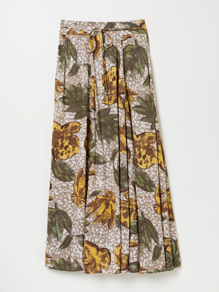 FatFace Amelie Natural Wilding Leaves Midi Skirt - Image 8 of 8