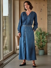 FatFace Blue Denim Arabella Midi Skirt - Image 1 of 12
