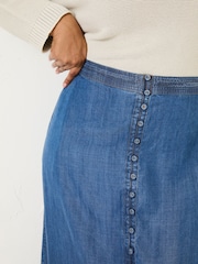 FatFace Blue Denim Arabella Midi Skirt - Image 10 of 12