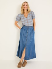 FatFace Blue Denim Arabella Midi Skirt - Image 2 of 12