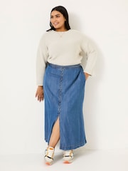 FatFace Blue Denim Arabella Midi Skirt - Image 7 of 12