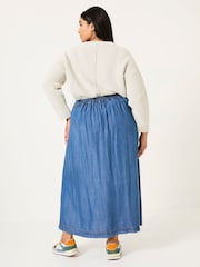 FatFace Blue Denim Arabella Midi Skirt - Image 8 of 12