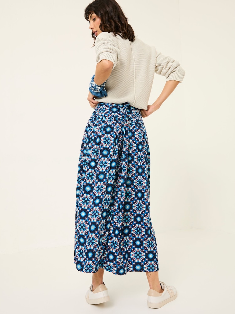 FatFace Indigo Blue Jay Midi Skirt - Image 2 of 6