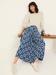 FatFace Indigo Blue Jay Midi Skirt - Image 3 of 6