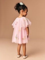 Pink Angel Sleeve Embroidered Mesh Dress (3mths-8yrs) - Image 3 of 9