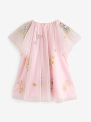 Pink Angel Sleeve Embroidered Mesh Dress (3mths-8yrs) - Image 7 of 9