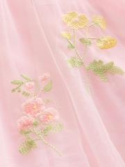Pink Angel Sleeve Embroidered Mesh Dress (3mths-8yrs) - Image 8 of 9