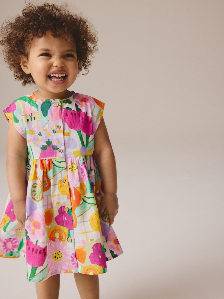 Multi Floral Button Through Summer Dress (3mths-10yrs) - Image 2 of 9