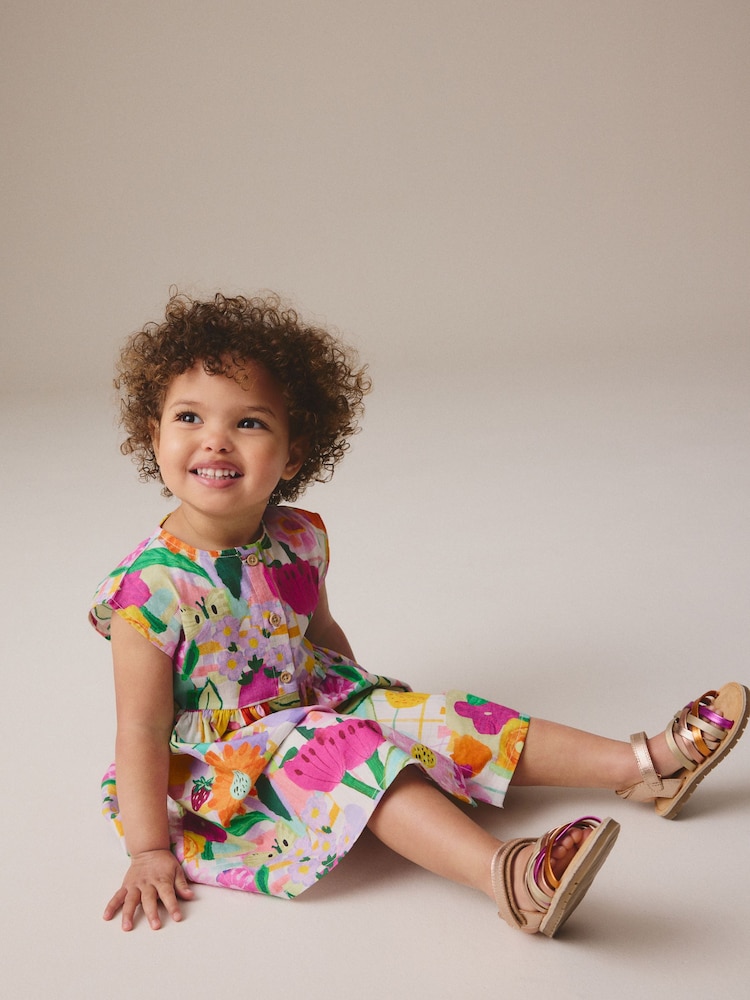 Multi Floral Button Through Summer Dress (3mths-10yrs) - Image 4 of 9